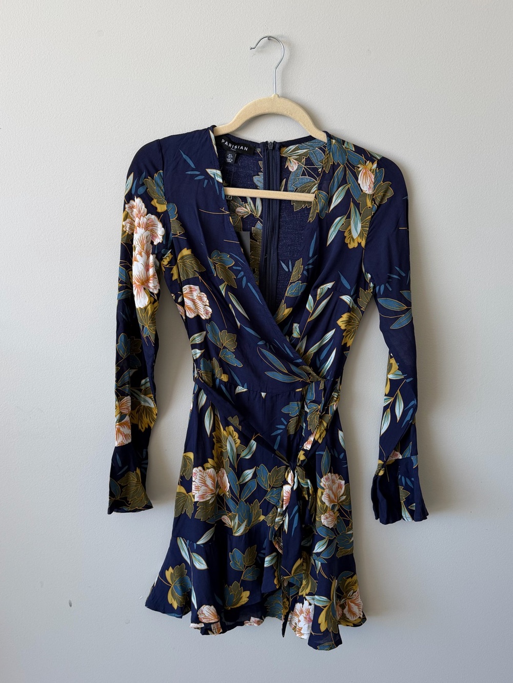 Floral Wrap Mini Dress - Navy